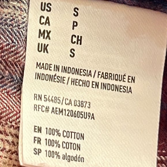 AMERICAN EAGLE OUTFITTERS Plaid Shirt Size Small Cotton Long Sleeves - Picture 10 of 12